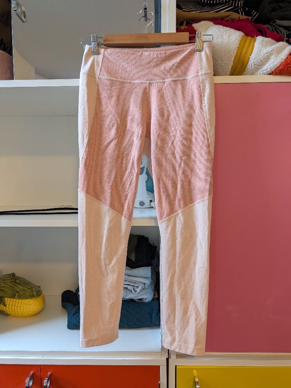 Outdoor Voices Color Block High Waist Leggings | Pink Blush | Size M